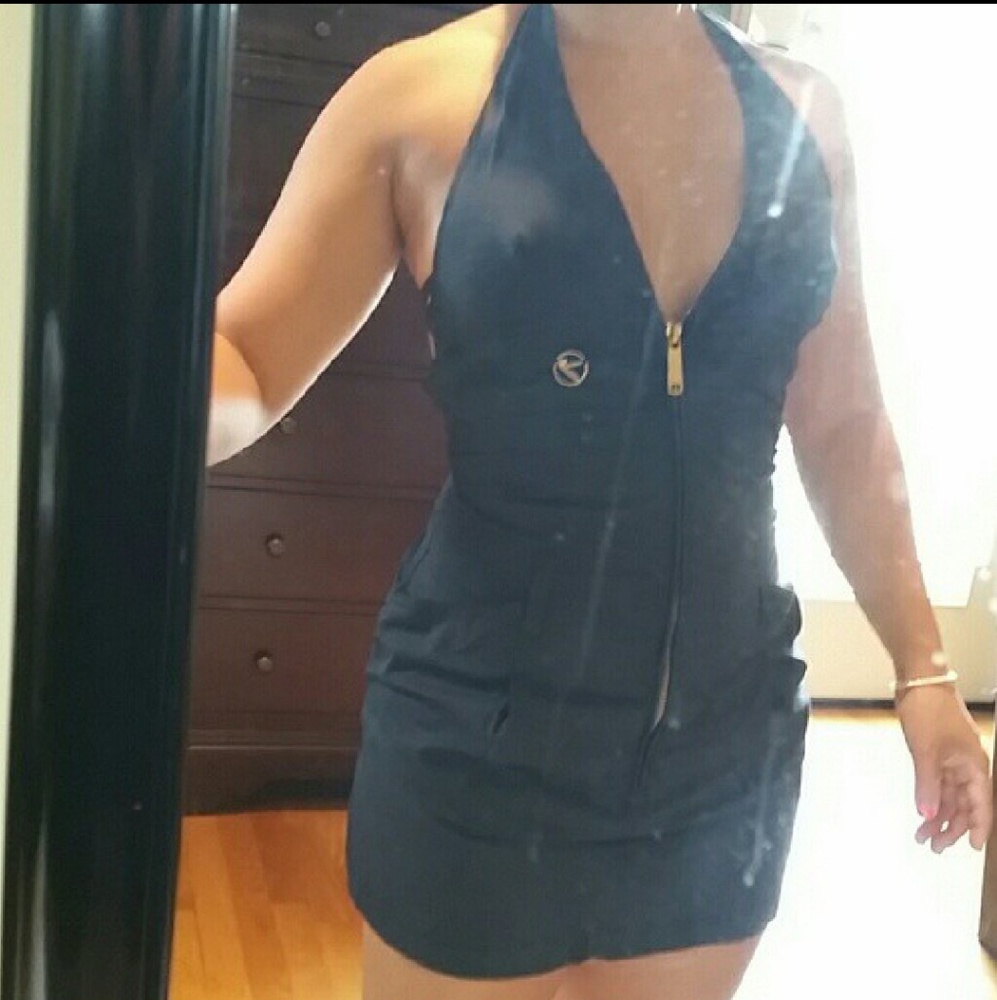 55DSL Black Halter Dress